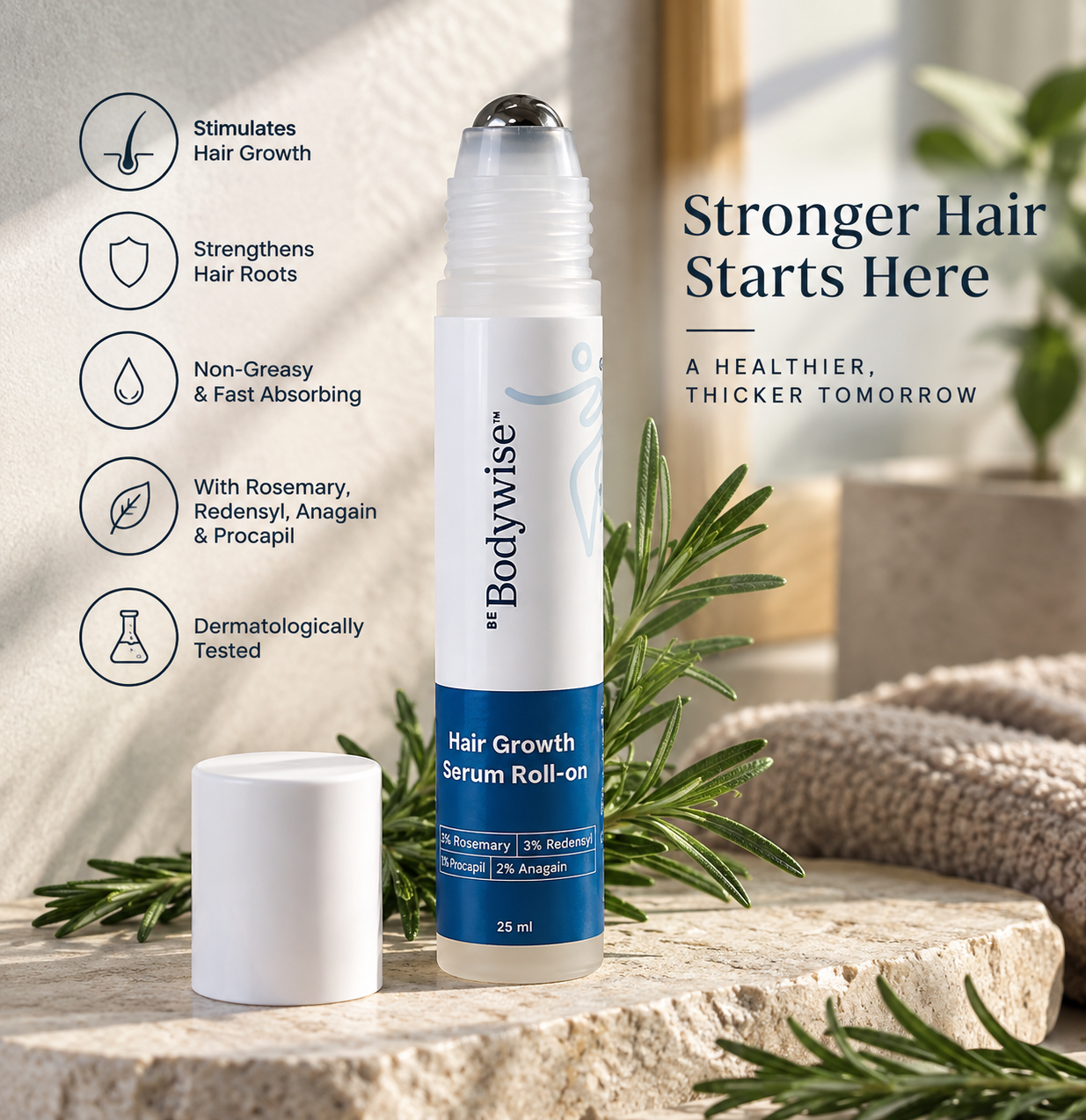 Rosemary Hair Growth Serum Roll-On, 25 ml